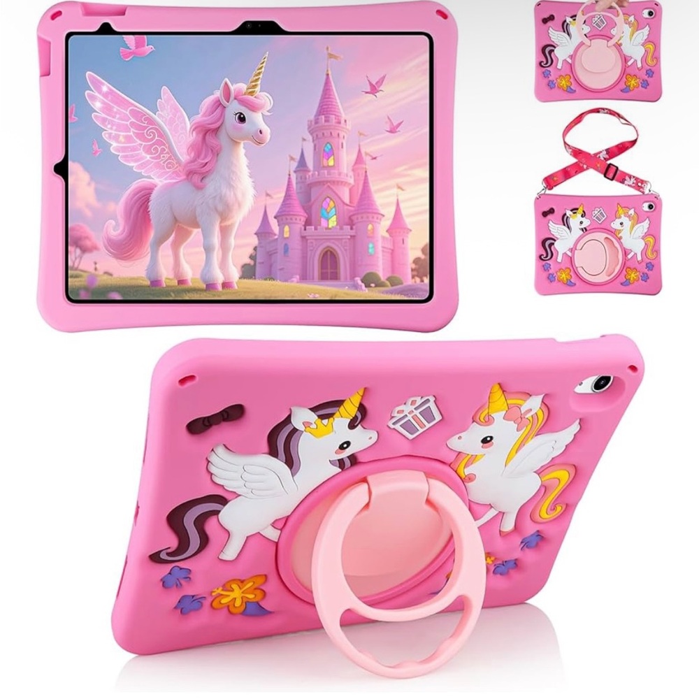 Pink Unicorn Tablet Case for Kids For IPad 10 & 11 Wearable and shockproof